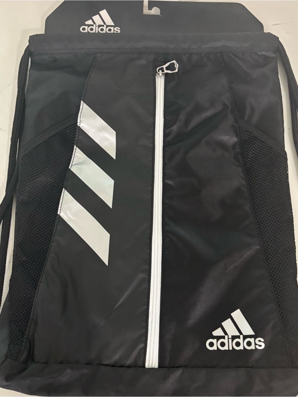 adidas Black Drawstring Backpack with White Accents